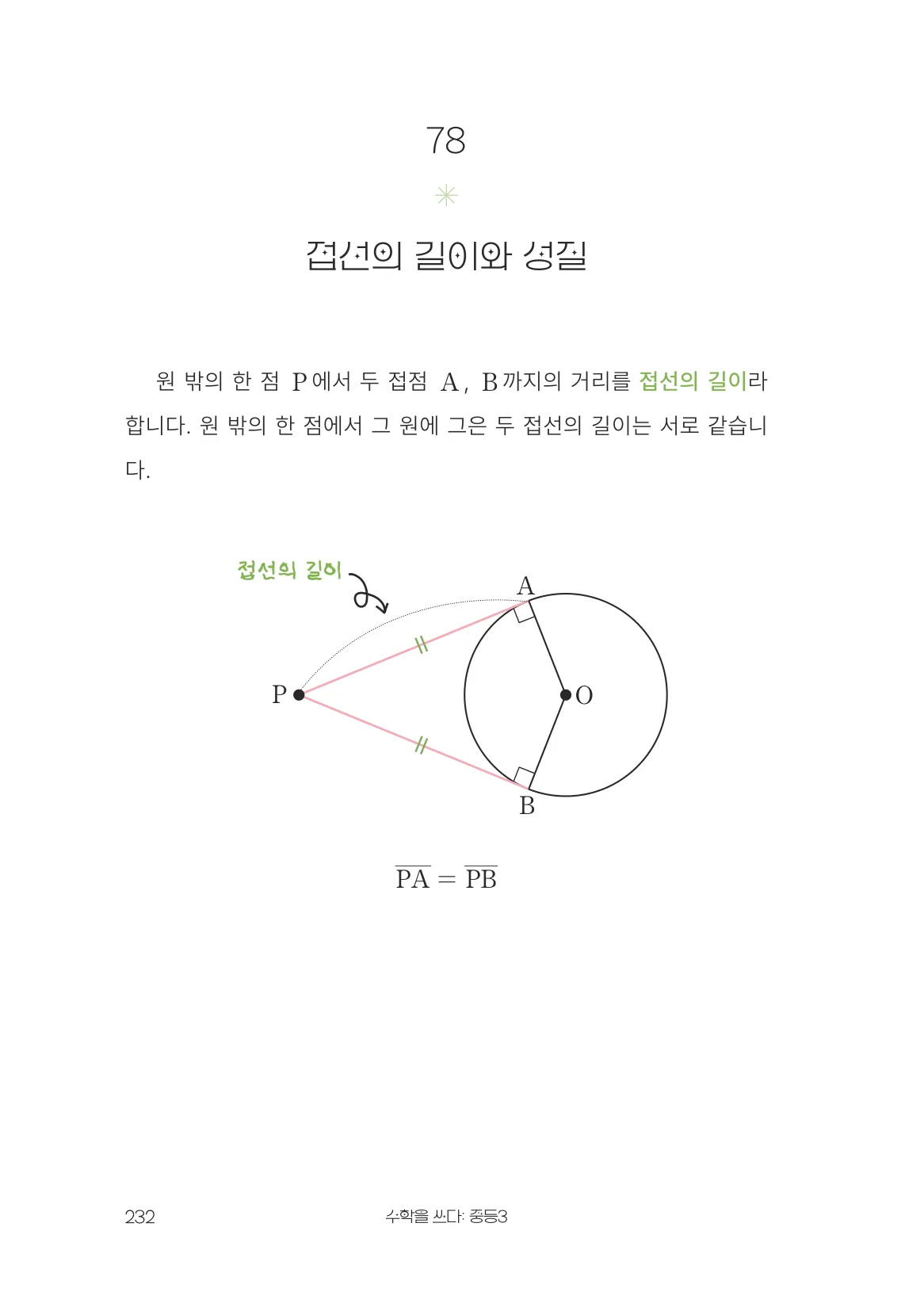 접선의 길이와 성질 개념 원문 페이지
